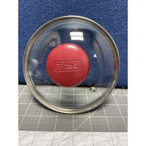 T-FAL Glass Replacement Pot Pan Lid 6 Inch Outer 5.5 Inch Inner Rim Red Knob